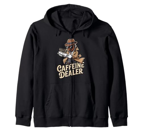 Lustiger Spruch Koffeinhändler Kaffee süchtig Humor Frauen Männer Kapuzenjacke von Barista Joke Spy Coffee Bean Retro Morning Life