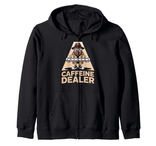 Lustiger Spruch Koffeinhändler Kaffee süchtig Humor Frauen Männer Kapuzenjacke von Barista Joke Spy Coffee Bean Retro Morning Life