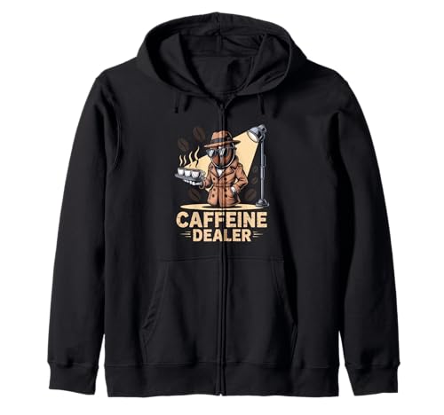 Lustiger Spruch Koffeinhändler Kaffee süchtig Humor Frauen Männer Kapuzenjacke von Barista Joke Spy Coffee Bean Retro Morning Life