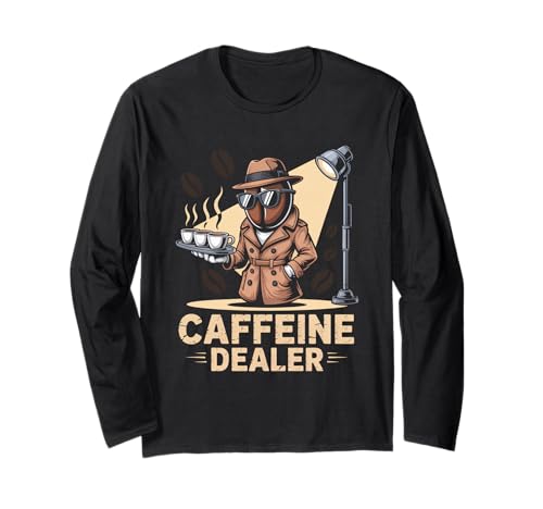 Lustiger Spruch Koffeinhändler Kaffee süchtig Humor Frauen Männer Langarmshirt Lustiger Spruch Koffeinhändler Kaffee süchtig Humor Frauen Männer Langarmshirt von Barista Joke Spy Coffee Bean Retro Morning Life
