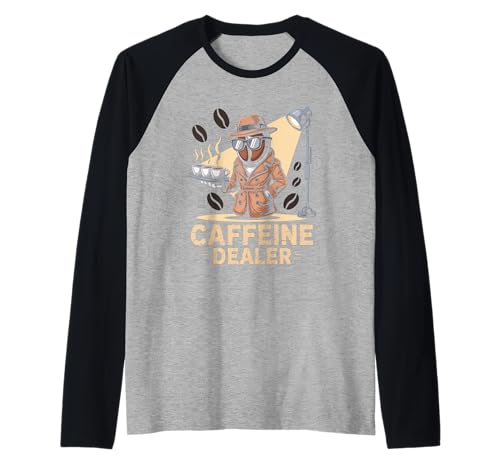 Lustiger Spruch Koffeinhändler Kaffee süchtig Humor Frauen Männer Raglan von Barista Joke Spy Coffee Bean Retro Morning Life