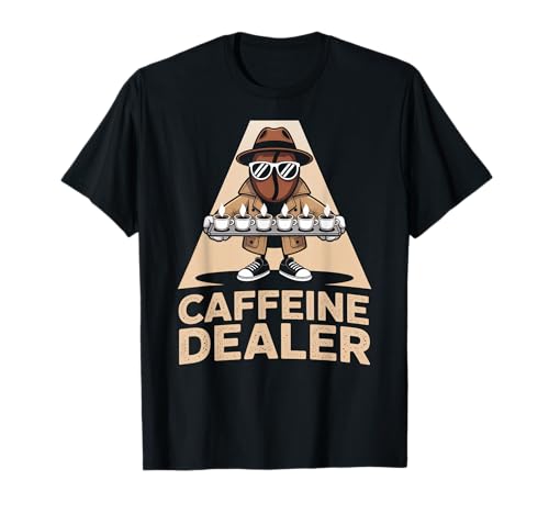 Lustiger Spruch Koffeinhändler Kaffee süchtig Humor Frauen Männer T-Shirt von Barista Joke Spy Coffee Bean Retro Morning Life