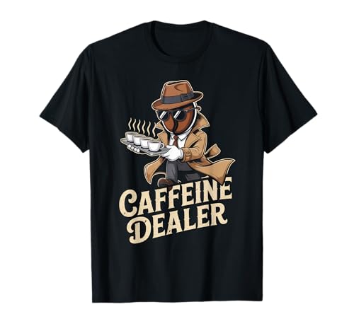 Lustiger Spruch Koffeinhändler Kaffee süchtig Humor Frauen Männer T-Shirt von Barista Joke Spy Coffee Bean Retro Morning Life