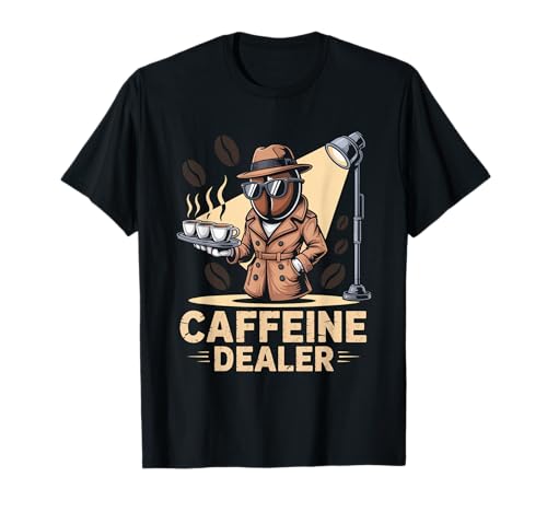 Lustiger Spruch Koffeinhändler Kaffee süchtig Humor Frauen Männer T-Shirt von Barista Joke Spy Coffee Bean Retro Morning Life