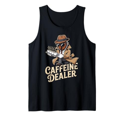 Lustiger Spruch Koffeinhändler Kaffee süchtig Humor Frauen Männer Tank Top von Barista Joke Spy Coffee Bean Retro Morning Life