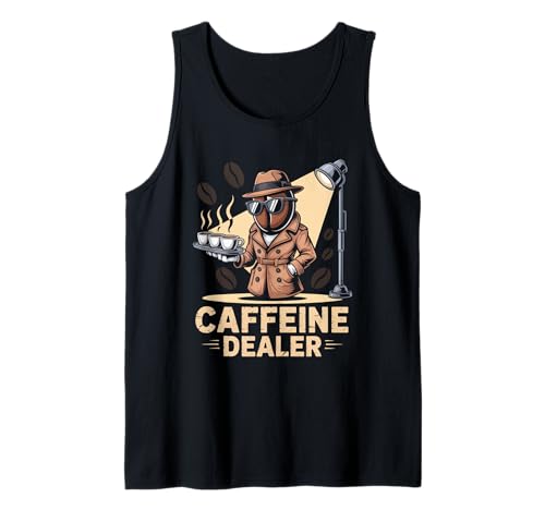 Lustiger Spruch Koffeinhändler Kaffee süchtig Humor Frauen Männer Tank Top von Barista Joke Spy Coffee Bean Retro Morning Life