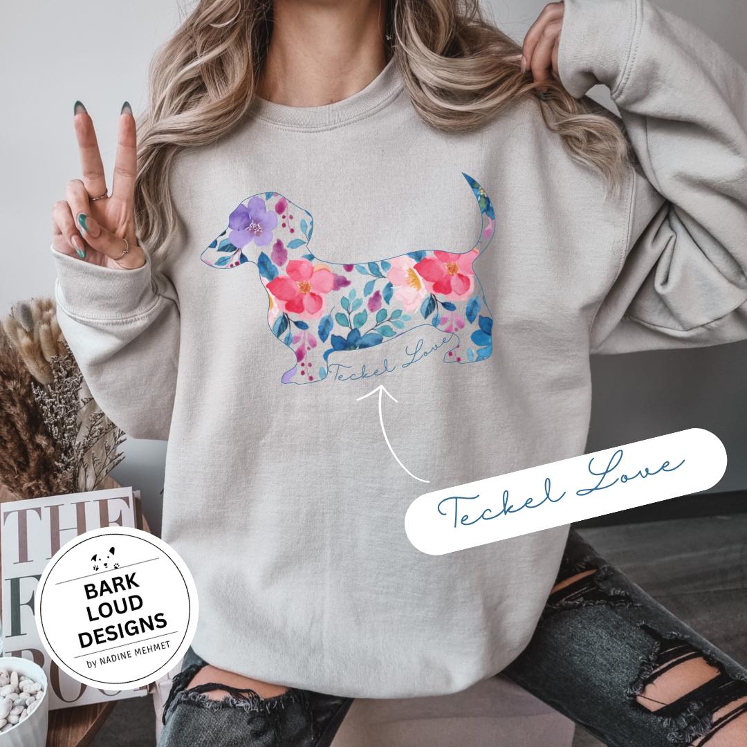 Dackel Pullover, Lustiger Dackel, Teckel Sweater, Dog Mom, Geschenk Liebhaber Geschenk, Mama, Blumenhund, Eu von BarkLoudDesigns