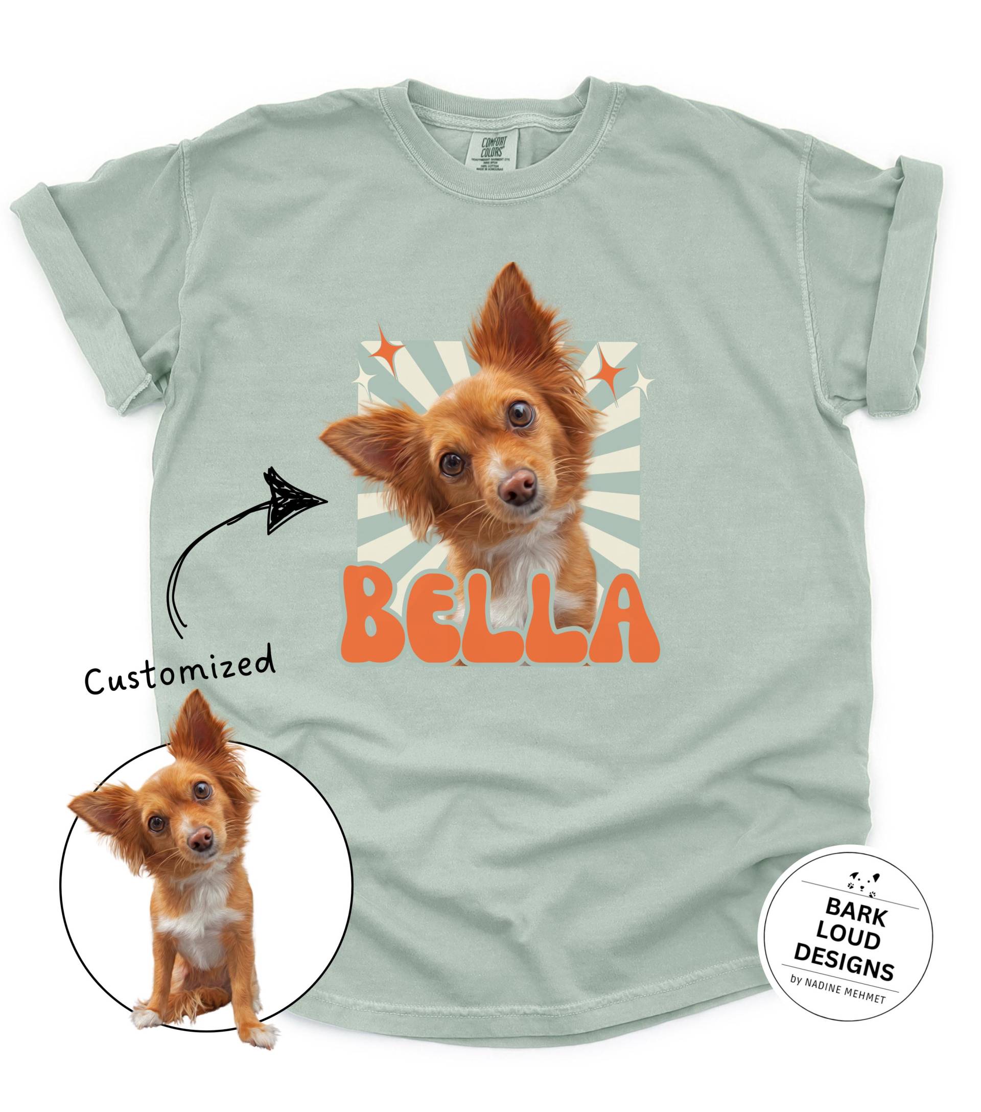 Personalized Dog Portrait Shirt, T-Shirt With Photo + Name Pet, Own Pet On Face Custom Shirt Humans, Gift Owner von BarkLoudDesigns