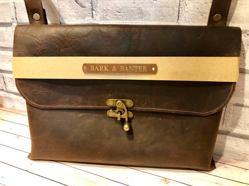 Leder Laptoptasche, Braune Lederne Schultasche, Weihnachtsgeschenk, Computertasche, Direktionsgeschenke, Ledertaschen, Neuer Job von BarkandBanterDorset