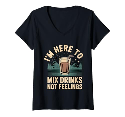 Damen I'm Here to Mix Drinks Not Feelings Barmann - T-Shirt mit V-Ausschnitt Damen I'm Here to Mix Drinks Not Feelings Barmann - T-Shirt mit V-Ausschnitt von Barkeeper Humor Mixology Sarkasmus