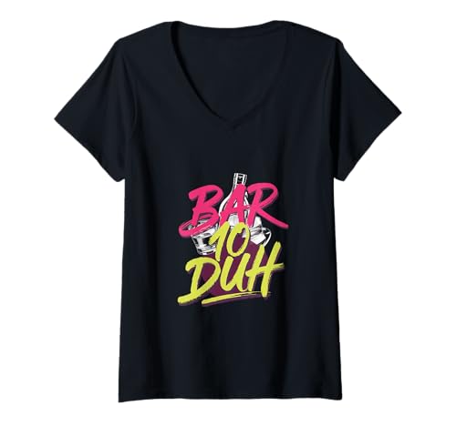 Damen Bar 10 Duh Barkeeper Party Mixologe - T-Shirt mit V-Ausschnitt Damen Bar 10 Duh Barkeeper Party Mixologe - T-Shirt mit V-Ausschnitt von Barkeeper lacht beim Clubbing