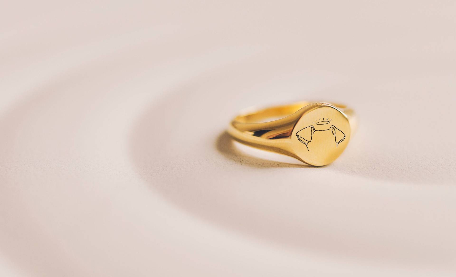 Tier Siegelring Hunde Katzen Ohren Halo, Sterling Silber Oder Gold Tier Siegelring Hunde Katzen Ohren Halo, Sterling Silber Oder Gold von BarkleyandWagz