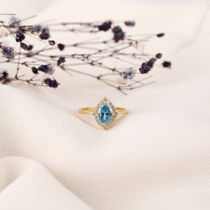 Oval Cut Topas Goldring, 14K Gold Ehering, 18K Solid Ring, Versprechen Jahrestag Valentine Geschenk von BarleyGoldJewelry
