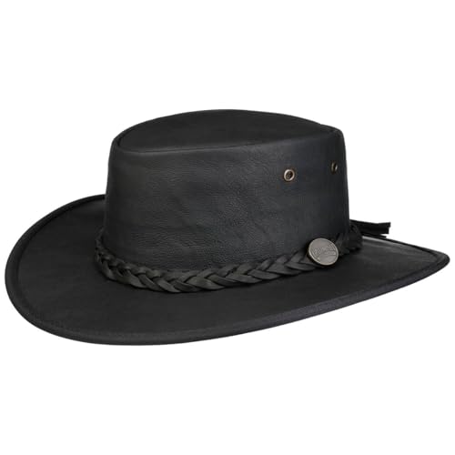 Barmah Squashy Sundowner Kangaroo Westernhut Herren - Made in Australia Stockman Outdoorhut Känguru mit Lederband, Einfass Frühling-Sommer Herbst-Winter Frühjahr Sommer Herbst Winter - M (56-57 cm) von Barmah