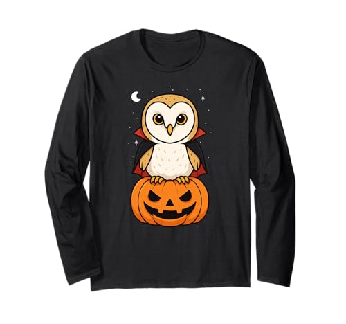 Schleiereule Tierliebhaber Vampir Kürbis Halloween Jungen Mädchen Langarmshirt von BarnOwlAxis1