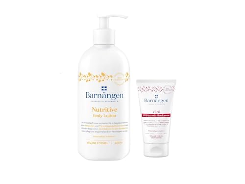 Barnängen Body Lotion Nutritive, 400 ml, mit Cold Cream & Barnängen Handcreme SOS Vard, 75 ml, für trocken bis sehr trockene Haut, Vegane Formel, Dermatologisch getestet von Barnängen