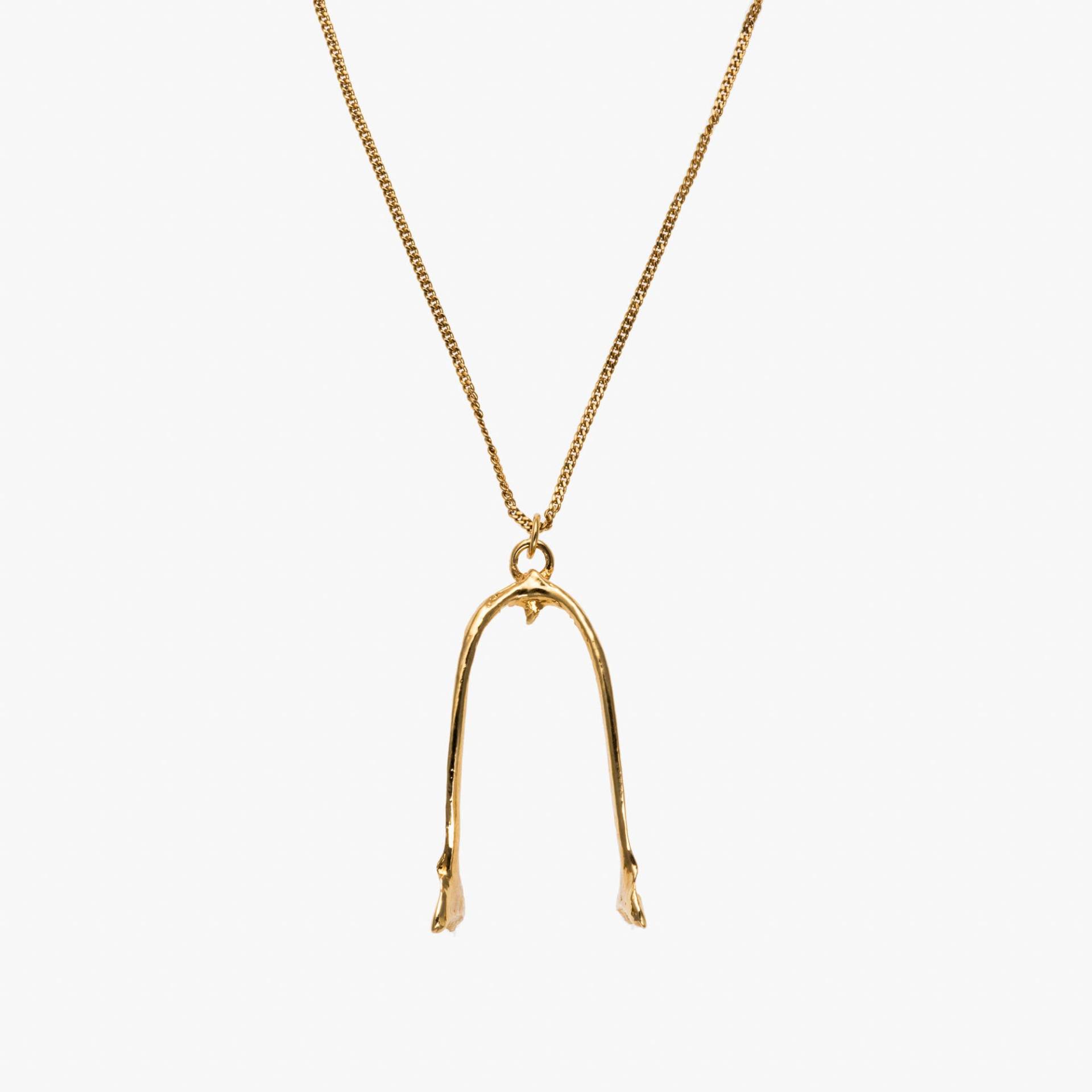 Gold Krähe Wishbone Halskette Gold Krähe Wishbone Halskette von BaroccoJewellery