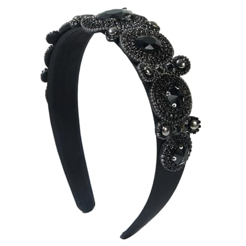 Barockes Stirnband, buntes Haarband aus Glaskristall für Frauen, luxuriöser Palast-Stirnbandschmuck mit Strassperlen (schwarz, M) von BaronHong