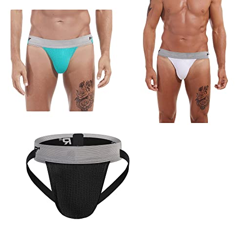 BaronHong 2-Zoll-Bund Herren Athletic Supporter Jockstrap Thongs Slips (3er-Pack (B), XS) von BaronHong