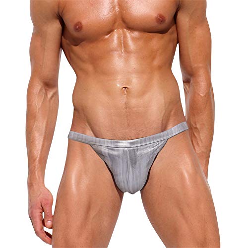 BaronHong 3D Print Herren Badehose Sexy Tanga Badeanzüge Badeshorts (grau, L) von BaronHong