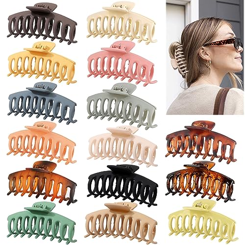 BaronHong 8er-Pack 10,9 cm große Haarspangen, Macaron-Haarspangen mit mattem, glänzendem Effekt für Frauen und Mädchen, 2 Stile, 4 Farben, starker Halt (15er-Pack, M) von BaronHong