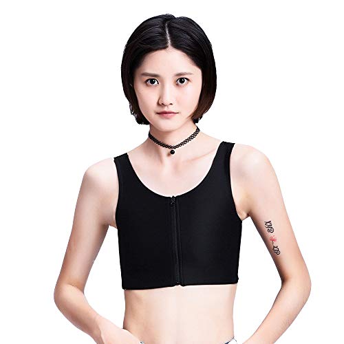 BaronHong Bamboo Charcoal Mesh Reißverschluss Brustbinder für Tomboy Trans Lesbian (schwarz, L) von BaronHong