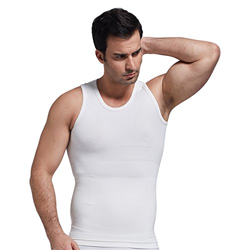 BaronHong Bambus-Holzkohle-Kompressions-Weste-Hemd, zum des Mann-Boobs auszusehen Moobs, das das Mens Shapewear abnimmt, das ganzes Abdomen (weiß, XL) von BaronHong