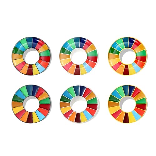 BaronHong Brosche mit Zielen für nachhaltige Entwicklung, Anstecknadel der Vereinten Nationen für SDGs, Regenbogen-Anstecknadel, Emaille-Anstecknadel-Dekoration (6er-Pack, M) von BaronHong