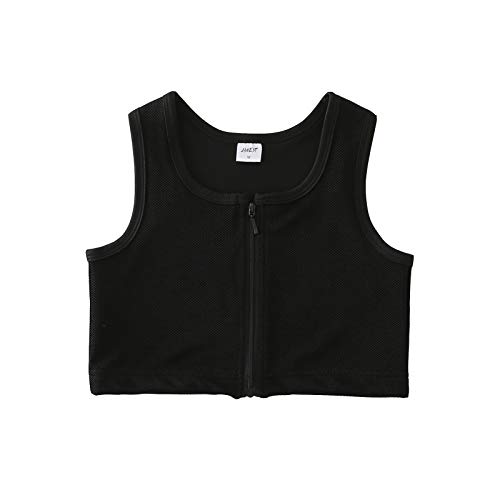 BaronHong Brustbinder Elatic Zipper Up Tank Top Shapewear für Tomboy Trans Lesbian (schwarz, 6XL) von BaronHong