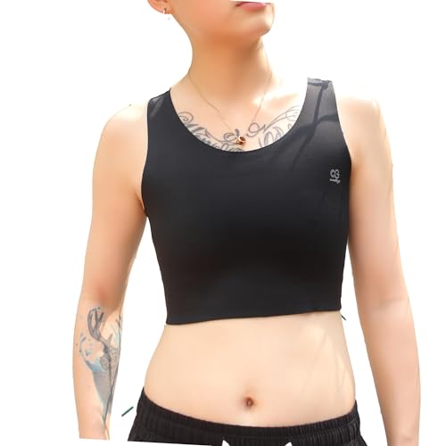 BaronHong Brustbinder für Transgender Half FTM Binder Trans Pullover BH, nahtlos, elastischer Rücken, bequem (schwarz, M) von BaronHong