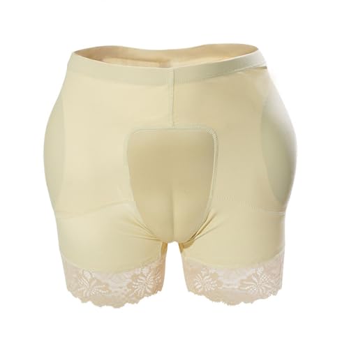 BaronHong Camel Toe Crossdresser durchscheinende Spitzenunterwäsche Herren Hiding Gaff Panty Slip, gepolsterte Hüften Enhancer (nackt, XXL) von BaronHong