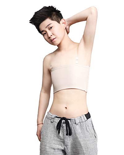 BaronHong Cosplay Baumwolle 3 Reihen von Haken Brust Binder Elastisches Band Trägerloses Top Für Tomboy Trans Lesibian (Nude, S) von BaronHong