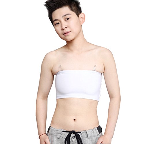 BaronHong Cosplay Baumwolle 3 Reihen von Haken Brust Binder Elastisches Band Trägerloses Top für Tomboy Trans Lesibian (weiß, S) von BaronHong