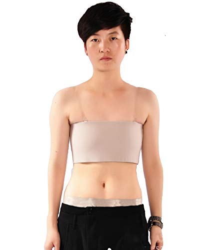 BaronHong Cosplay Frauen Trans Lesben Tomboy Gummiband Strapless Top Brust Binder Brust Wrap (grau, S) von BaronHong
