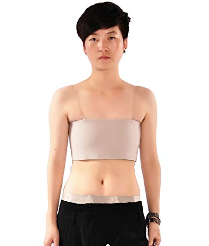 BaronHong Cosplay Frauen Trans Lesben Tomboy Gummiband Strapless Top Brust Binder Brust Wrap (grau, XXXL) von BaronHong