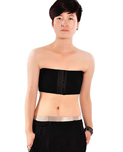 BaronHong Cosplay Frauen Trans Lesben Tomboy Gummiband Strapless Top Brust Binder Brust Wrap (schwarz, XL) von BaronHong