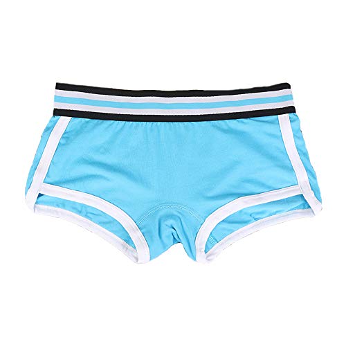 BaronHong Cotton Pure Color Striped Boyshort 3er Pack Boxer Slips für Tomboy Trans Lesbian (blau, M) von BaronHong