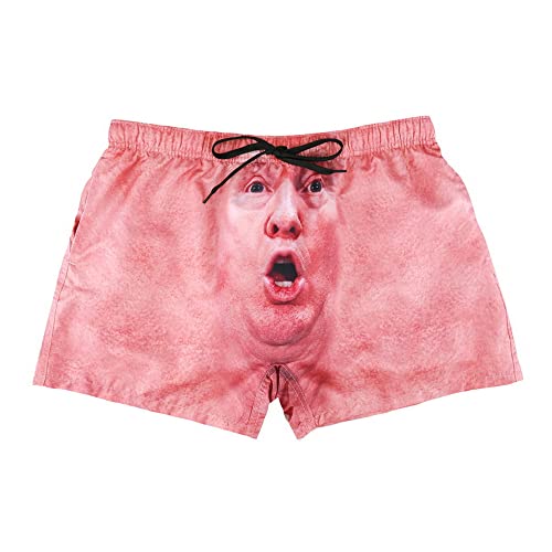 BaronHong Creative 3D-Druck Herren Strand Badehose Quadratisches Bein Shorts(Donald-Trump,L) von BaronHong