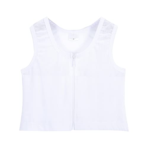 BaronHong Damen Chest Binder BH für Transgender Tomboy FTM Reißverschluss dehnbares Band atmungsaktiv (weiß, 5XL) von BaronHong