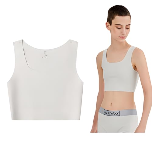 BaronHong FTM Brustbinder Trans-Brustbinder für Transgender Pullover Binder BH Tank Top Ultradünner hochelastischer Rücken (hellgrau, 6XL) von BaronHong