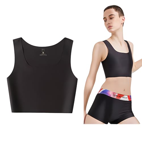 BaronHong FTM Brustbinder Trans-Brustbinder für Transgender-Pullover-Binder BH-Tanktop Ultradünner, hochelastischer Rücken (schwarz, L) von BaronHong