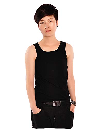 BaronHong Frauen Lesben Tomboy Bandage Haken Cosplay Bunte Streifen Oberbekleidung Tank Top Weste Chest Binder (schwarz, XXL) von BaronHong