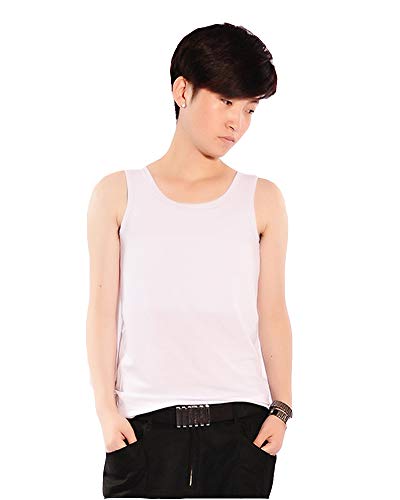 BaronHong Frauen Lesben Tomboy Bandage Haken Cosplay Bunte Streifen Oberbekleidung Tank Top Weste Chest Binder (weiß, XL) von BaronHong