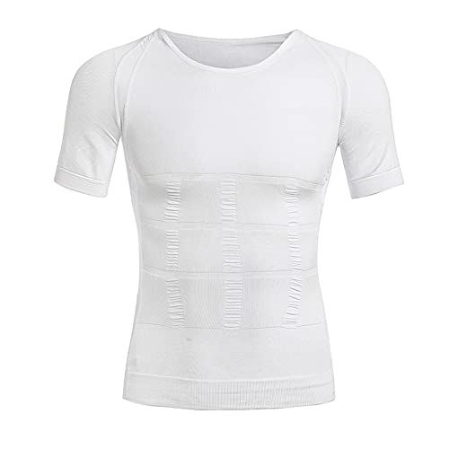 BaronHong Gynäkomastie Brust Binder Männer Shapewear Bauchkontrolle Abnehmen Unterwäsche Hemd (S, Weiß) von BaronHong