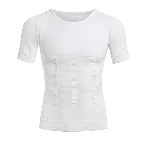 BaronHong Gynäkomastie Brust Binder Herren Shapewear Tummy Control Abnehmen Unterwäsche Shirt(weiß,XL) von BaronHong