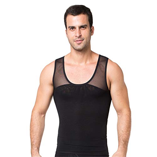 BaronHong Gynäkomastie Herren Shapewear Mesh Brustbinder Tummy Control Tank Top (Schwarz, XL) von BaronHong