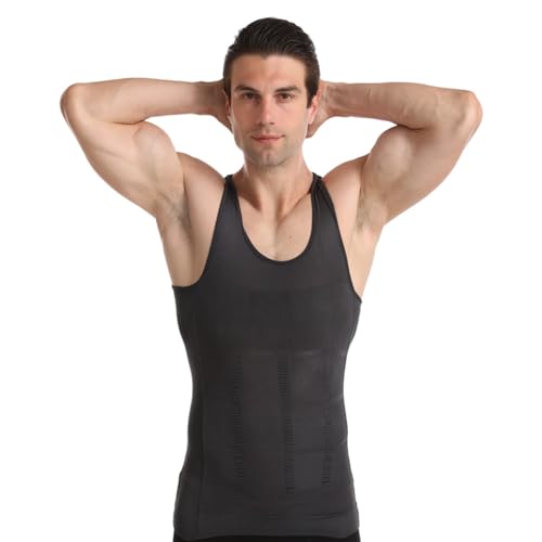 BaronHong Gynäkomastie Kompression Shirt Weste zu verstecken Mann Boobs Moobs Abnehmen Herren Shapewear Flatten Ganze Abdomen (grau, XL) von BaronHong