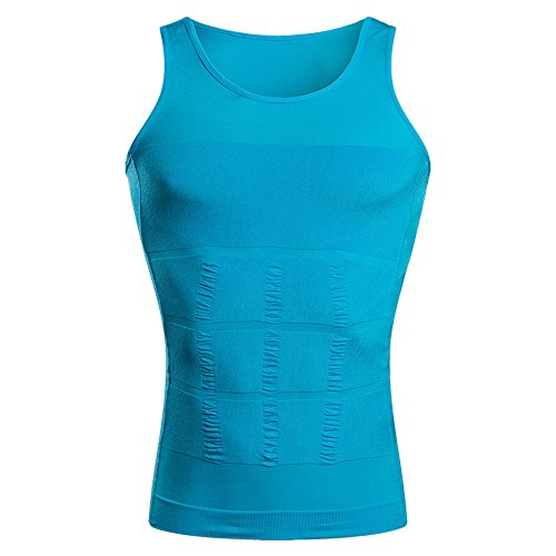 BaronHong Gynäkomastie Kompression Shirt Weste zu verstecken Mann Boobs Moobs Abnehmen Herren Shapewear Flatten Ganze Abdomen (hellblau, XL) von BaronHong