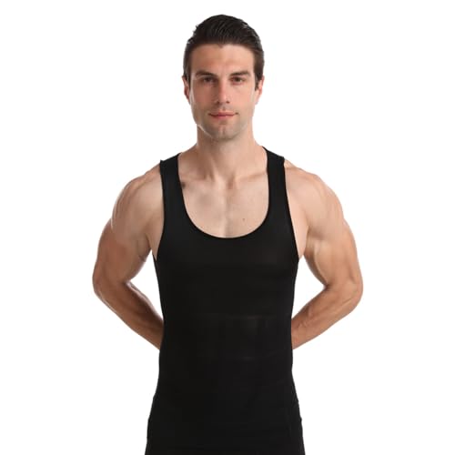 BaronHong Gynäkomastie Kompression Shirt Weste zu verstecken Mann Boobs Moobs Abnehmen Herren Shapewear Flatten Ganze Abdomen (schwarz, S) von BaronHong