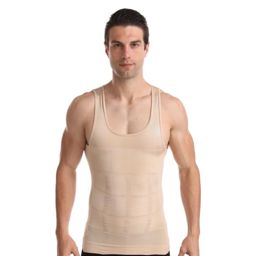 BaronHong Gynäkomastie-Kompressions-Hemdweste zum Verbergen von Männerbrüsten Moobs Abnehmen Herren Shapewear Flatten Whole Abdomen(nackt,L) von BaronHong